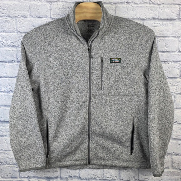 LL Bean Mens Sweater Fleece Full Zip Jacket Outdoor Gray Heathered Size XL - Picture 2 of 6